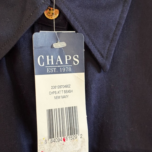 NWT Chaps Women's Navy SZ S Button Down Roll Tab Sleeve Shirt Top Blouse - Picture 7 of 10